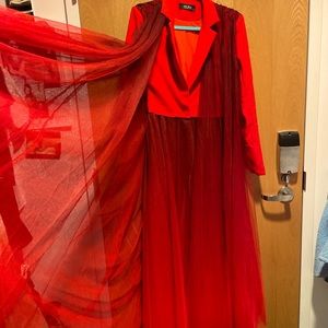 Red tulle blazer/duster